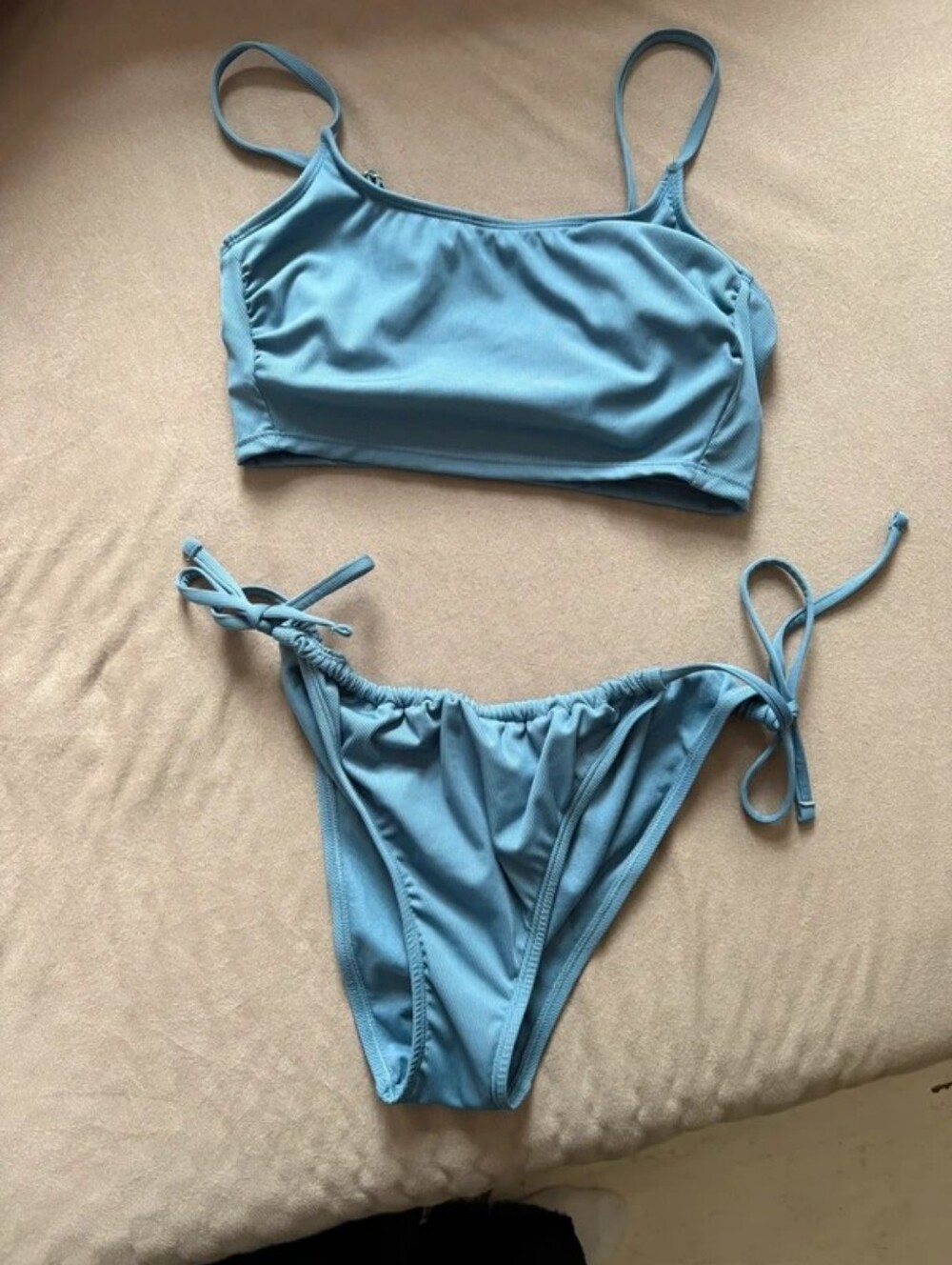Shade & Shore Teal Two-Piece Bikini with White Trim